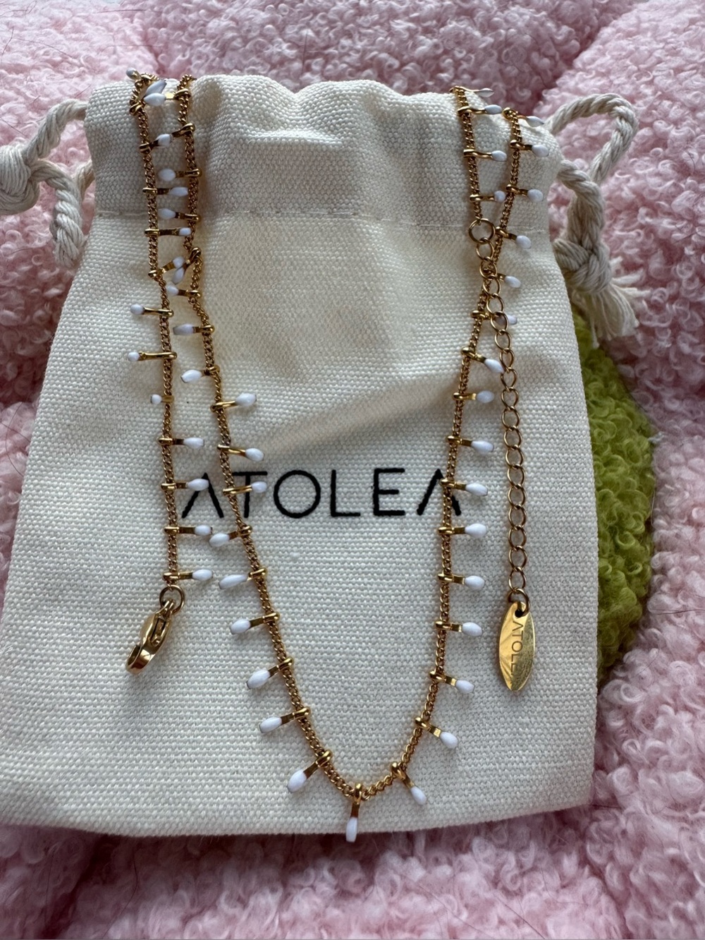 Atolea Gold Choker with White Beads